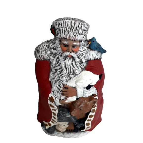 Ceramic Santa Claus figurine with Forest Animal signed on bottom Christmas 11" - Picture 3 of 9